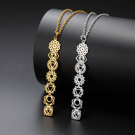 Cazador Halskette 7 Chakra Blumen, Edelstahl, Damen