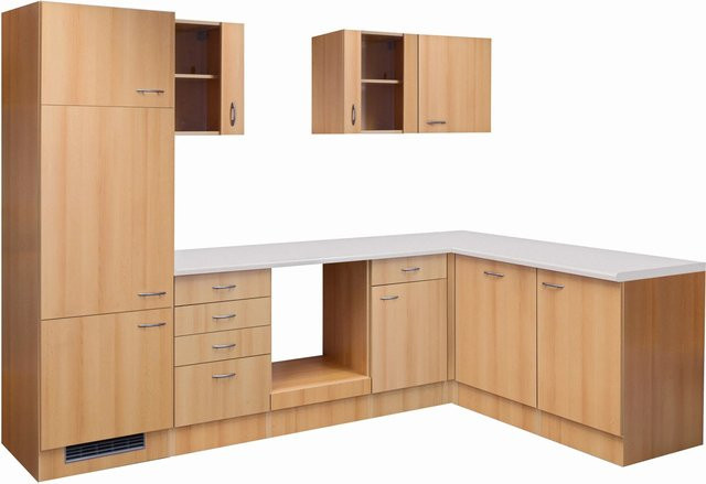 Flex-Well Classic Winkelküche Nano in Buche Nachbildung, Braun, B: 280 cm, H: 200 cm, T: 60 cm - Bild 1