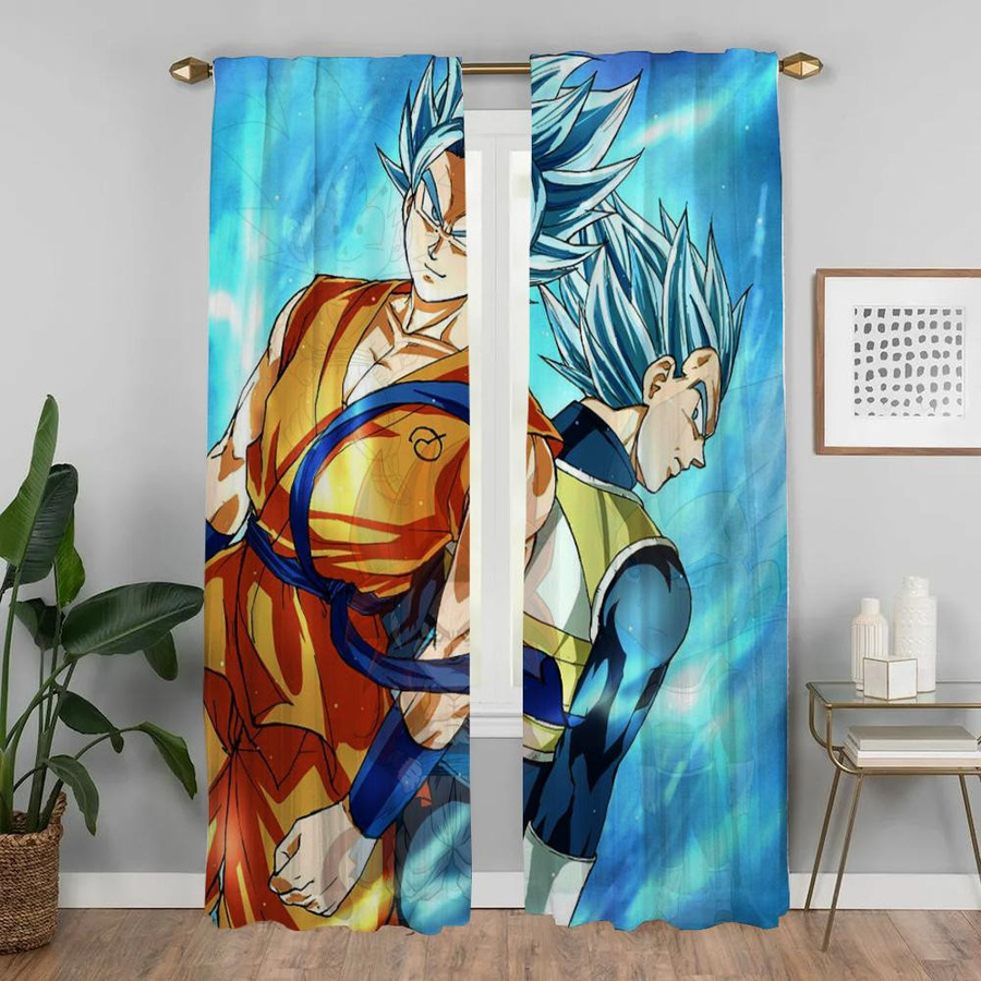 2er-Set Dragon Ball Tüllvorhänge für Kinderzimmer, halbtransparent, mehrfarbig, Breite: 50 cm, Höhe: 70 cm - Bild 1