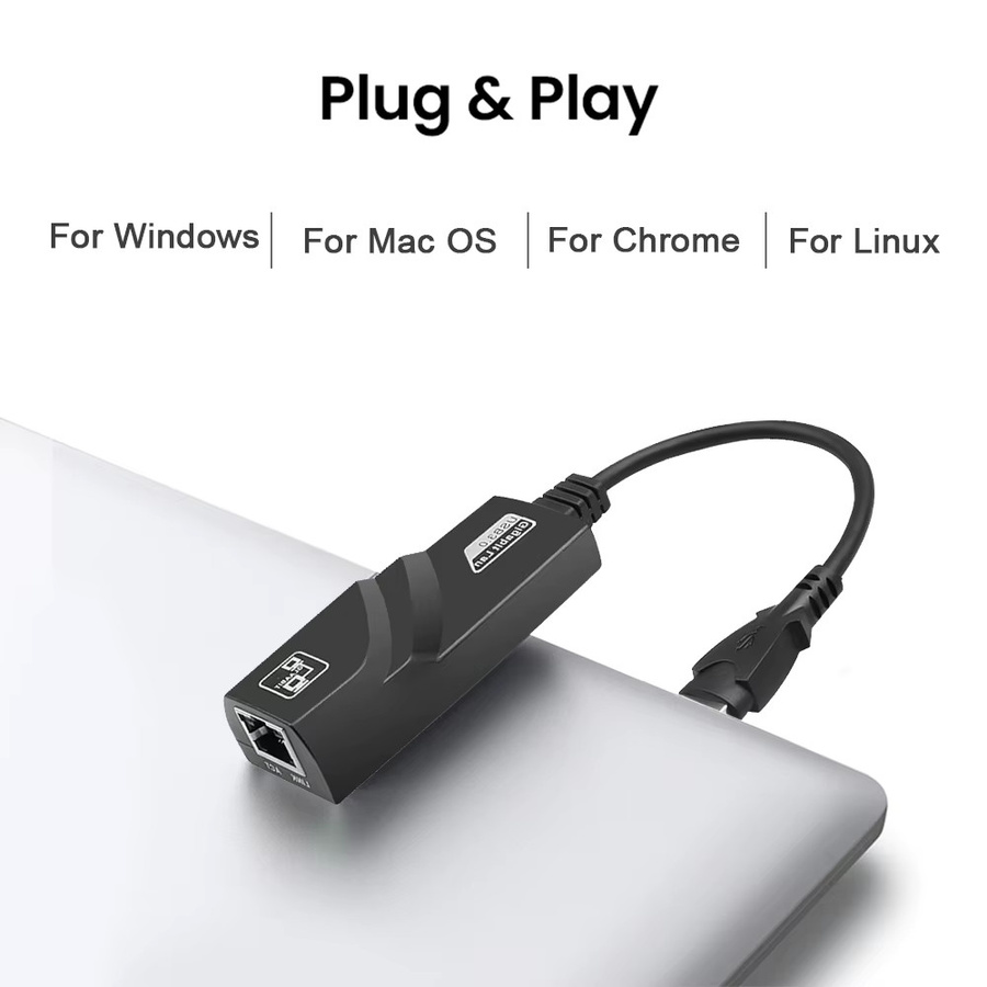 Kebidumei USB-C auf RJ45 LAN Ethernet-Adapter, 10/100/1000 Mbit/s USB 3.0 Netzwerkkarte für PC, MacBook und Windows Laptop, Schwarz - Bild 6