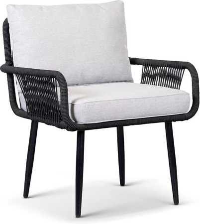 Gartensessel ANDY von Prestige Home aus Aluminium und Rope-Geflecht mit Polsterauflage in Grau, B/T/H: 70 x 69 x 81 cm