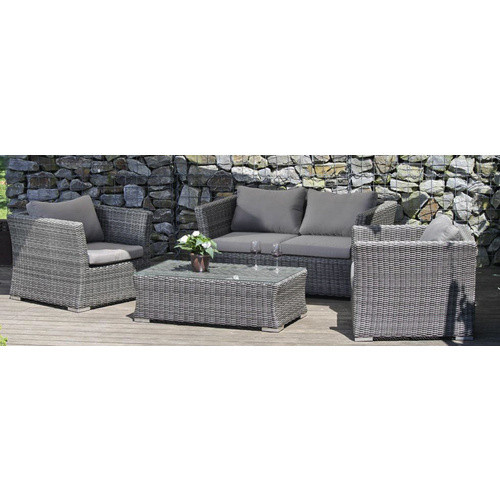 Garden Pleasure Loungegruppe Avila 4-tlg. in Grau und Beige aus Aluminium und Kunststoffgeflecht - Bild 4