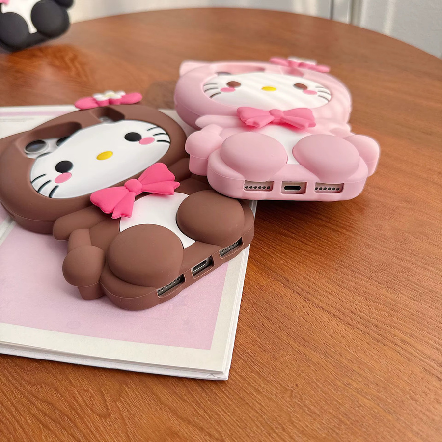 Sanrio Hello Kitty Handyhülle in Pink mit Schleife, Beinständer und Lanyard für iPhone 12 bis iPhone 17 Pro Max Plus - Bild 3