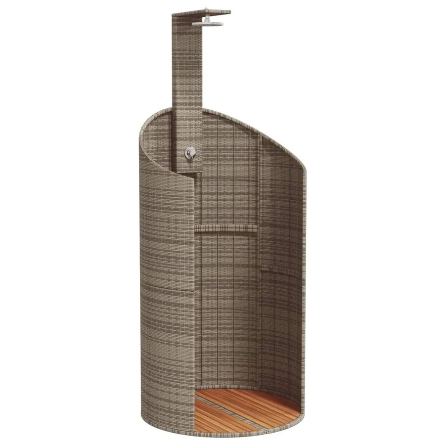 vidaXL Freistehende Gartendusche aus Poly-Rattan und Akazienholz in Grau, B/T/H: 100 x 100 x 241,5 cm - Bild 2