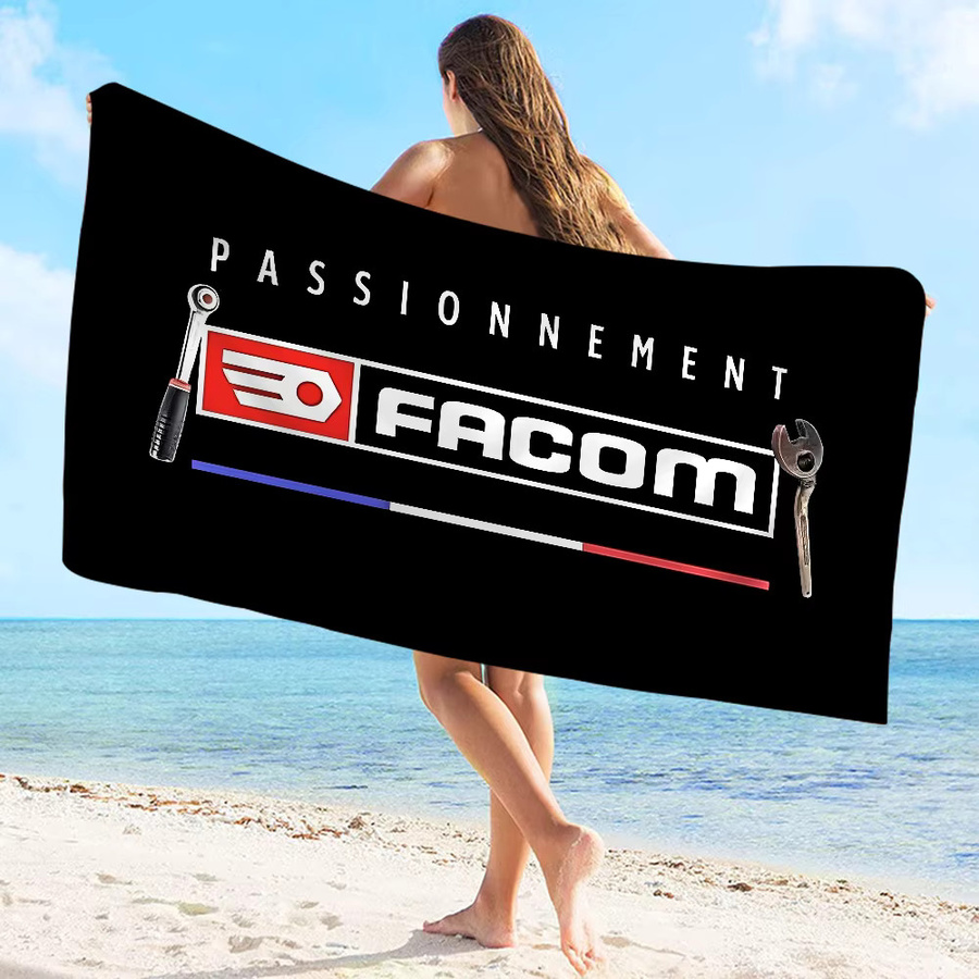 FACOM Logo Strandtuch für Kinder mit niedlichem Cartoon-Design, Saugfähiges Mikrofaser-Badetuch für Strand und Pool, Schwarz - Bild 2