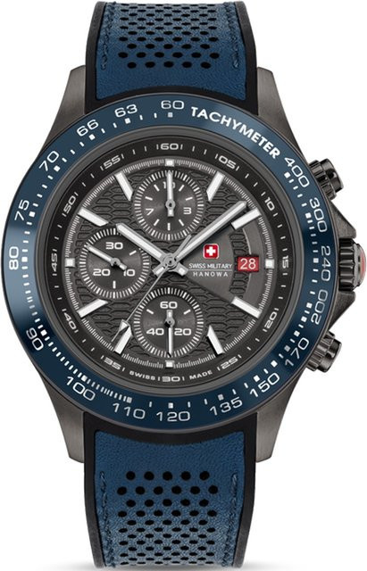 Swiss Military Hanowa Chronograph, Quarz, Edelstahl, Blau, 43 mm, Herren - Bild 1