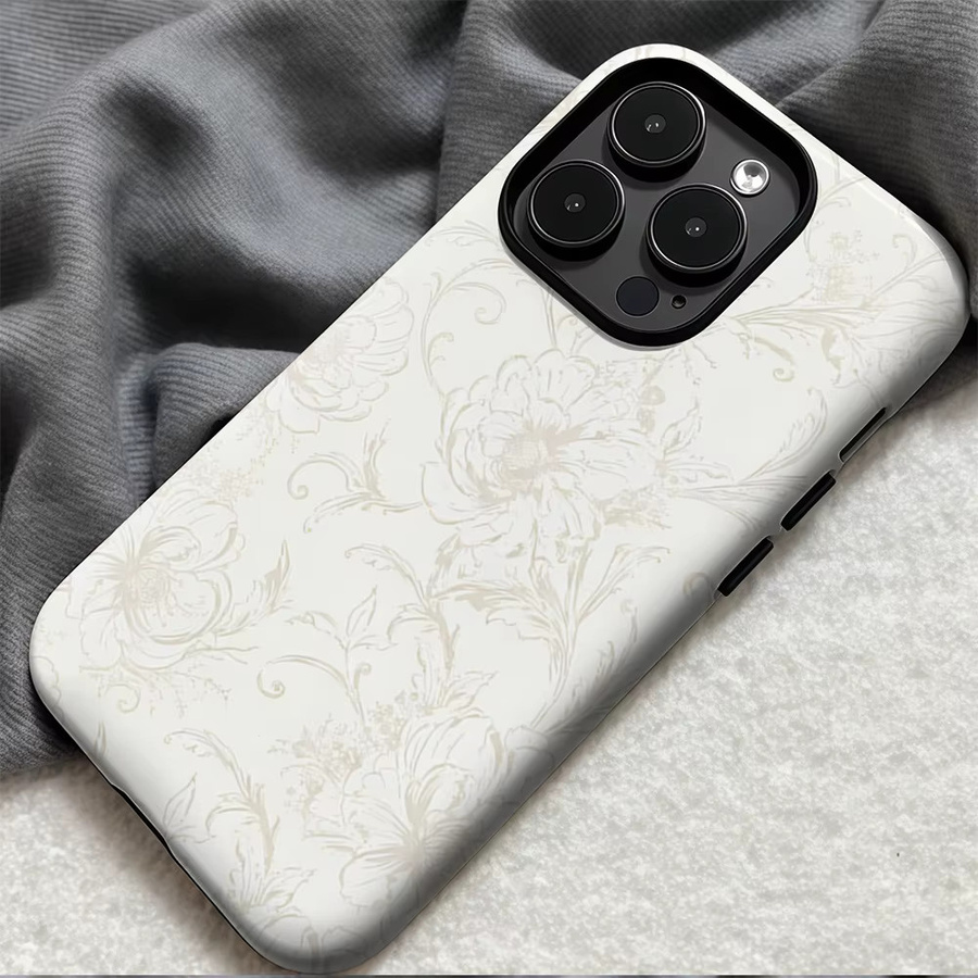 Casegame Matte Bumper Schutzhülle mit MagSafe für iPhone 17 16 15 14 13 Pro Max in Beige mit Blumenmuster - Bild 3