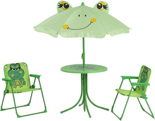Gardamo Kindersitzgruppe Froggy 4-teilig aus Metall in Grün - Bild 1
