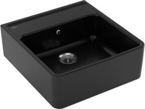 Villeroy & Boch Spülstein-Einzelbecken aus Keramik mit Ablaufgarnitur in Schwarz - Bild 1