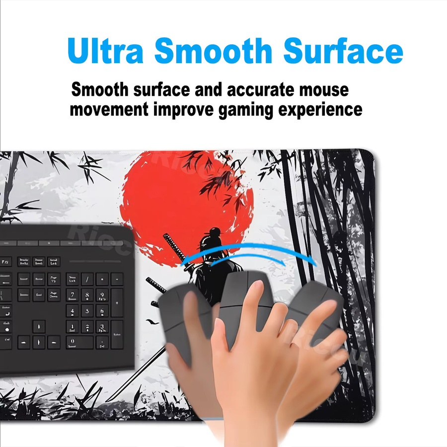 Riccu Samurai Gaming Mauspad XXL in Schwarz-Weiß für PC und mechanische Tastaturen - Bild 4