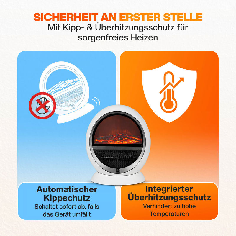 Deuba Heizlüfter mit Kamineffekt in Weiß, 1500W, mit Überhitzungsschutz, B/T/H: 35,0 x 31,0 x 31,0 cm - Bild 4