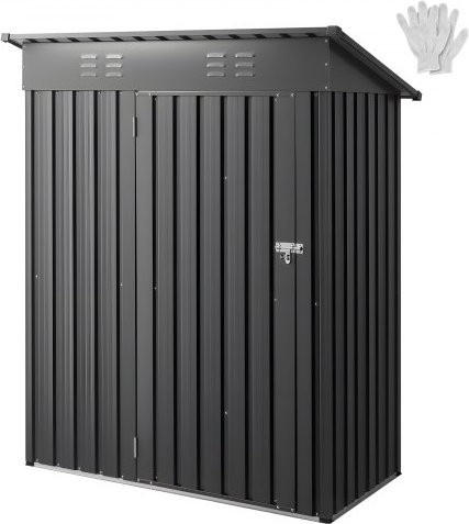 VEVOR Metall Gerätehaus mit abschließbarer Tür und 2 Lüftungsschlitzen, Geräteschuppen für Garten und Terrasse, B/T/H: 153,3 x 87,6 x 181,5 cm - Bild 1
