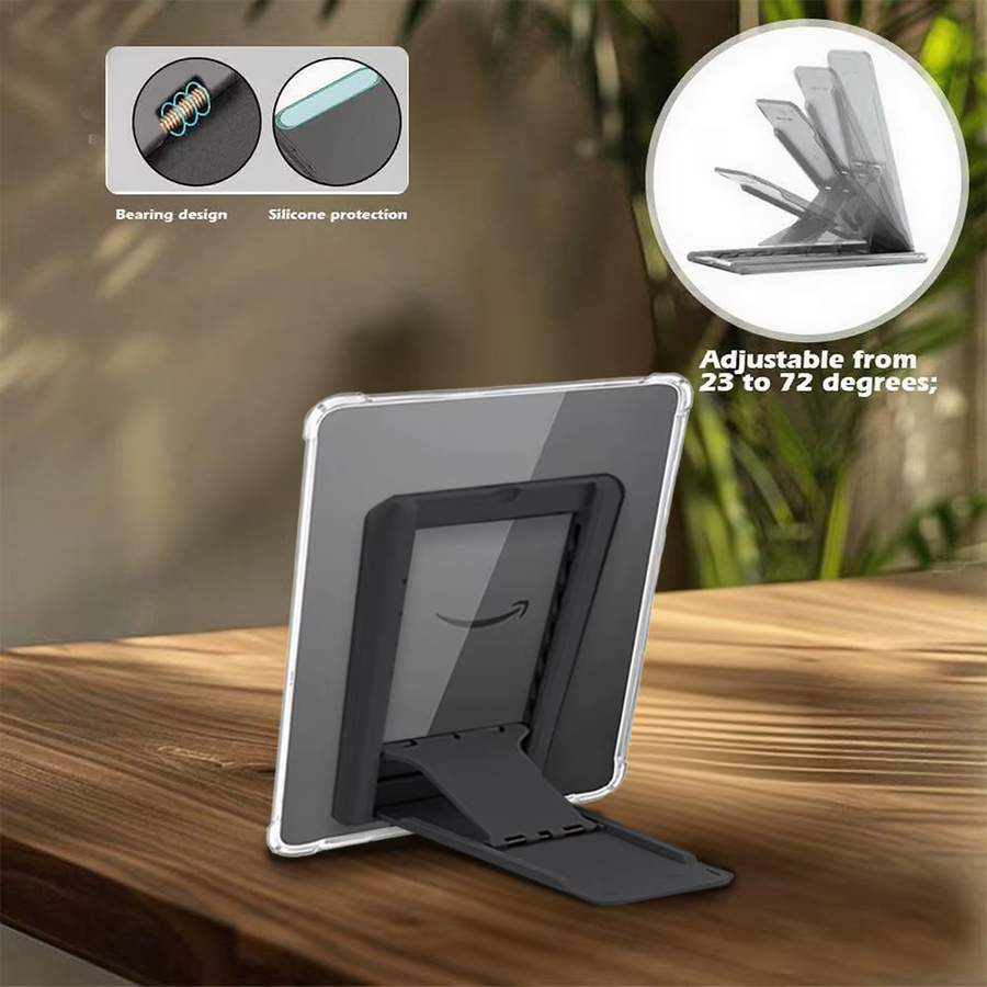 Transparente Standhülle für Kindle 11. Generation (2022/2024) aus weichem TPU mit integriertem Ständer in Grau - Bild 4
