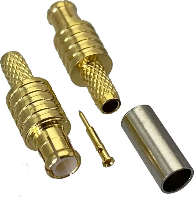 MCX Crimp Stecker für RG174 RG316 LMR100 Koaxialkabel, 50 Ohm, Goldfarben - Bild 1
