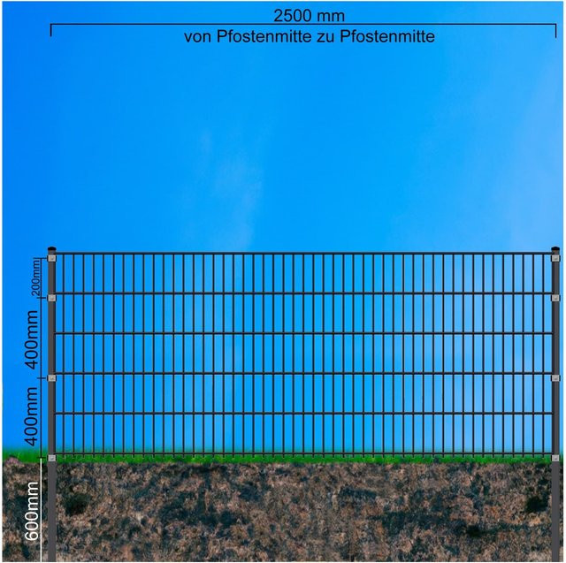 Fa-Bausysteme Doppelstabzaun Moosgrün 8-6-8 mit 1030 mm Höhe und 47,5 m Länge - Bild 1