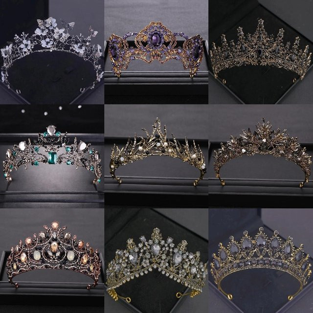 Tiara Diadem, Gold, Kristall, Vintage, Damen - Bild 1