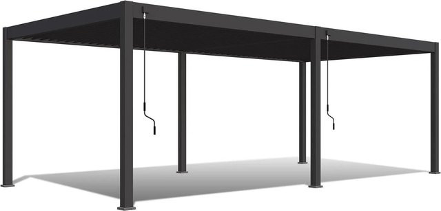 Weide Deluxe Aluminium Pavillon Anthrazit mit Lamellendach und Bodenmontage B: 720 cm, T: 360 cm, H: 255 cm - Bild 1