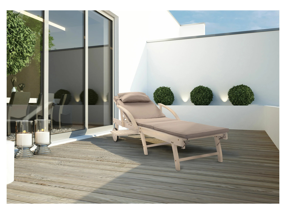 bellavista Home & Garden Gartenliege St. Tropez aus Akazienholz mit Auflage und ausziehbarem Seitentisch in Natur, B/T/H: 196 x 56 x 69 cm - Bild 2