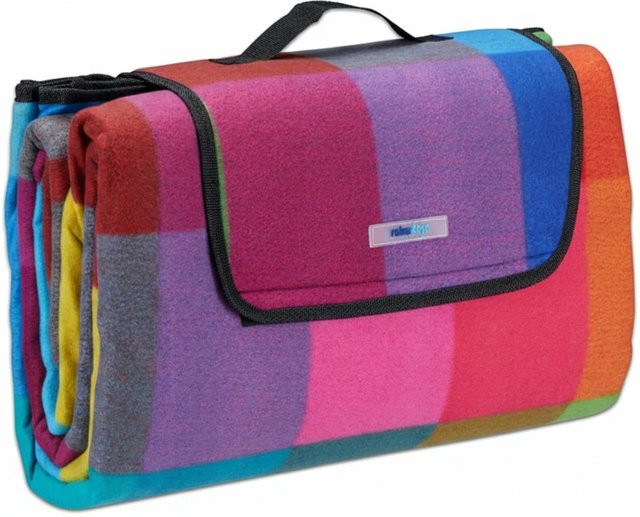 Relaxdays Picknickdecke bunt kariert aus Polyester und Aluminium, wasserdicht und faltbar, B/T: 200 x 200 cm - Bild 1