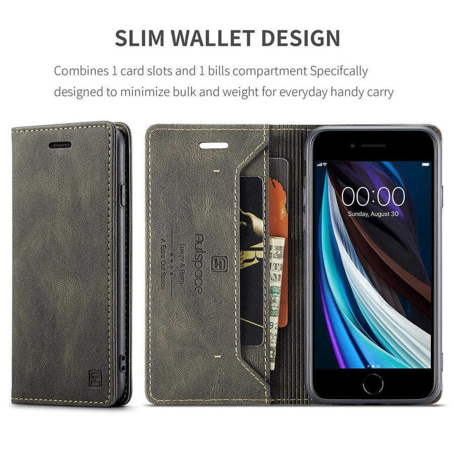 Luxus Leder-Flip-Wallet-Handyhülle für iPhone SE 2020 und iPhone SE 2022 in Blau - Bild 6