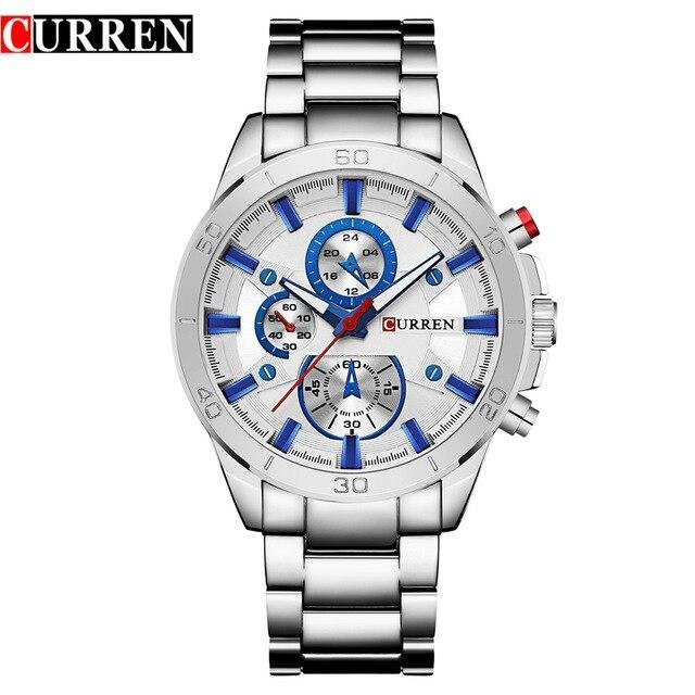 CURREN Armbanduhr Edelstahl, Quarz, Weiß, Herren - Bild 1