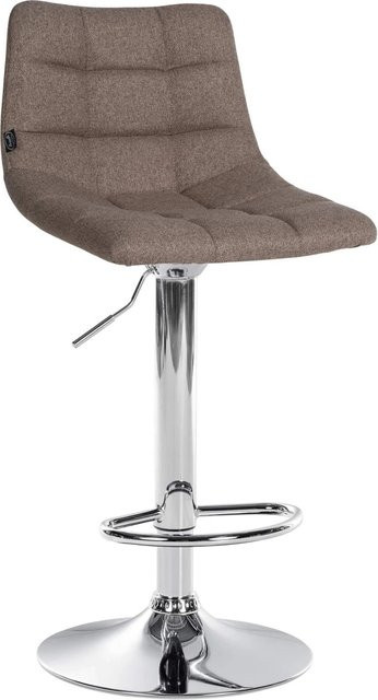 DELUKE Barhocker DUBAI in Taupe mit Lehne, moderner Barstuhl aus Stoff und Chrom, H: 108,5 cm, B: 43,0 cm, T: 46,5 cm - Bild 1