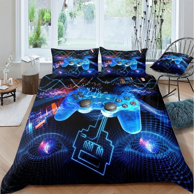 Gamer Bettwäscheset Your Warm Home für Kinder mit Gaming-Design, Blau, B/H: 140 x 200 cm - Bild 1