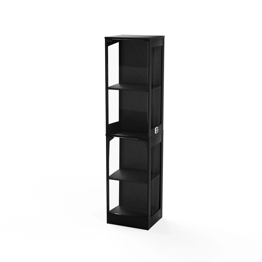 okwish Glasvitrine mit LED-Beleuchtung und Glastüren in Schwarz, B/T/H: 40 x 35 x 165 cm - Bild 2