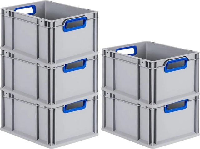 PROREGAL Spar Set 5x Eurobox Nextgen Color Transportboxen mit Griffen, Blau, H x B x T: 22 x 30 x 40 cm, 20 Liter - Bild 1