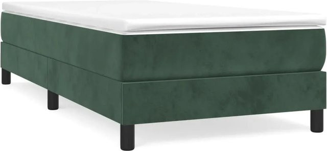 vidaXL Boxspringbett aus Samt in Dunkelgrün B/T/H: 90 x 200 x 25 cm - Bild 1