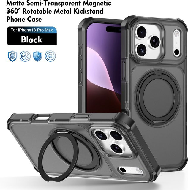 Transparente MagSafe Handyhülle mit 360 Grad drehbarem Ständerhalter für Apple iPhone 17 16 15 14 13 12 Pro Max in Blau - Bild 1