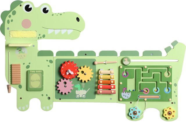 AIYAPLAY Montessori Motorikbrett Dinosaurier Holz Busy Board ab 1 Jahr - Bild 1