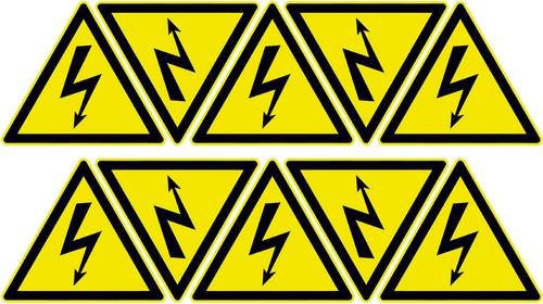 TE Connectivity Warnschild Achtung Hochspannung selbstklebende Folie gelb 10 Stück - Bild 1