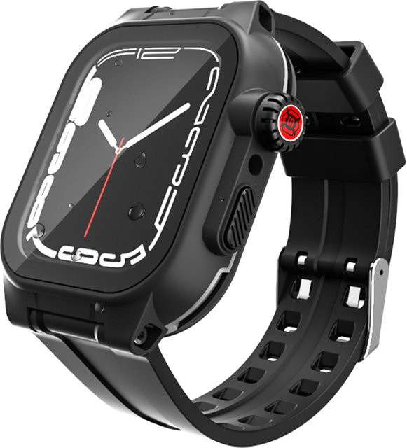 Shellbox Hülle für Apple Watch S7 S8 45mm, Silikon, Schwarz, Unisex - Bild 1
