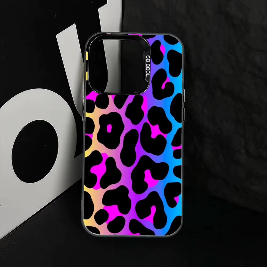 Personalisierte Handyhülle mit farbigem Leopardenmuster für Apple iPhone Modelle, Anti-Drop Schutz, Multicolor - Bild 3