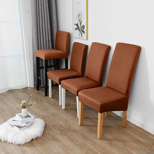 Strapazierfähige Spandex Stretch Stuhlbezüge aus Polyester in Kaffeebraun für Esszimmer, Küche oder Büro, Größe L (60-70 cm) - Bild 1