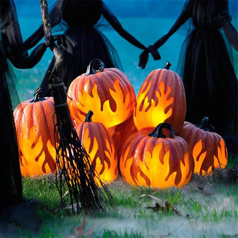 Batteriebetriebene Halloween Kürbislaterne Jack O Lantern in Orange und Braun von TOMTOP JMS als Tischdeko - Bild 5