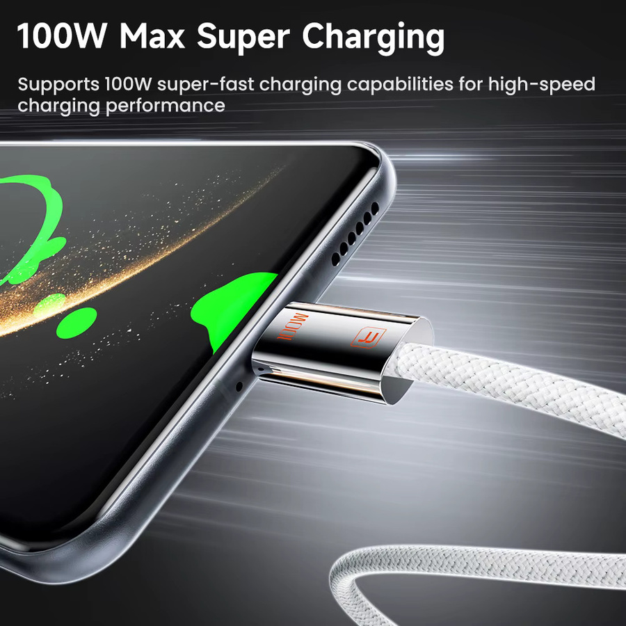Toocki USB-A auf USB-C Kabel mit 100 W Schnellladefunktion QC3.0 und 480 Mbit/s Datenübertragungsrate aus Zinklegierung und geflochtenem Material - Bild 2