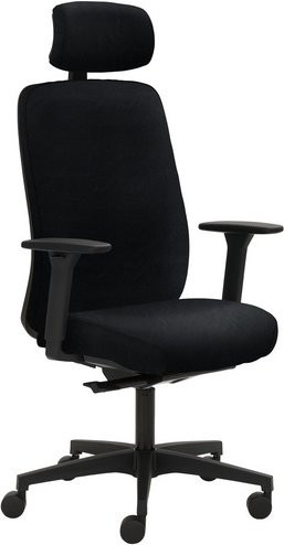 Mayer Sitzmöbel Drehstuhl 2229 mit Kopfstütze und Armlehnen aus Leder und Kunststoff, schwarz, B/H: 70 x 63 cm - Bild 1
