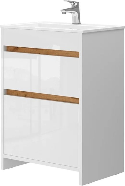 Vicco Badmöbel-Set Detmold Waschbecken mit Unterschrank in Weiß glänzend, Breite: 60 cm - Bild 2