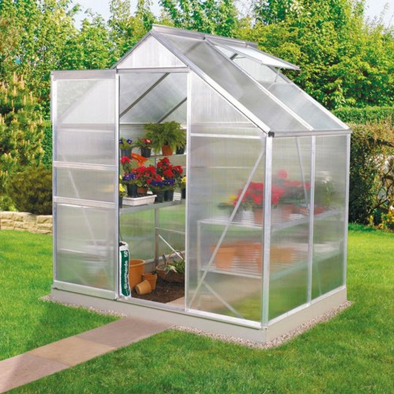 Vitavia Gewächshaus Venus 2500 mit 2,5 m² Fläche, Aluminium eloxiert in Silber, 4 mm Polycarbonat-Platten, inklusive Schiebetür und Dachfenster - Bild 4