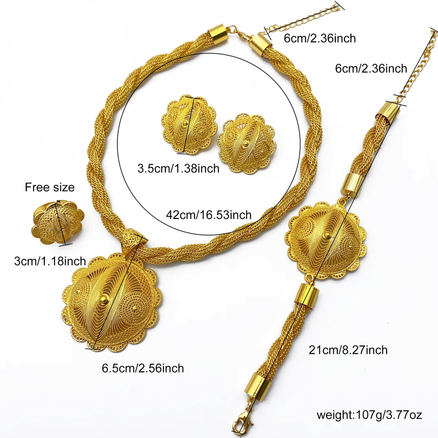 Schmuckset Halskette und Ohrringe, Gold, Damen, Hochzeit - Bild 4
