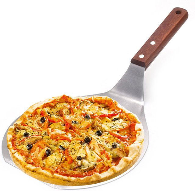 Willstar Pizza Peel Runde Pizzaschaufel aus Edelstahl mit Holzgriff in Silber - Bild 1