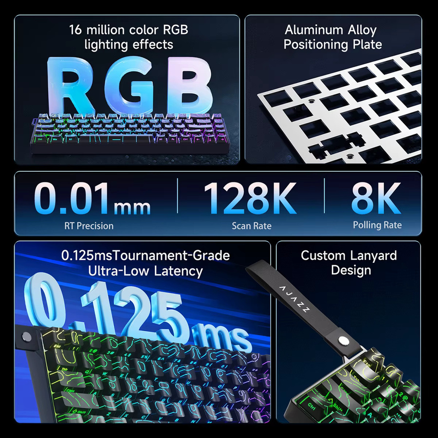 AJAZZ AK680 V2 E-Sport-Tastatur mit Magnetschaltern, 8K Polling Rate und Aluminiumlegierung-Positionierungsplatte - Bild 2