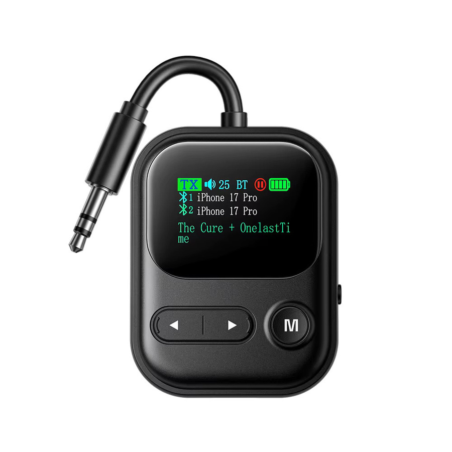 Essager Bluetooth 6.0 Sender und Empfänger 2-in-1 Adapter mit LED-Anzeige und Mikrofon in Schwarz für Autolautsprecher via 3,5 mm AUX - Bild 7