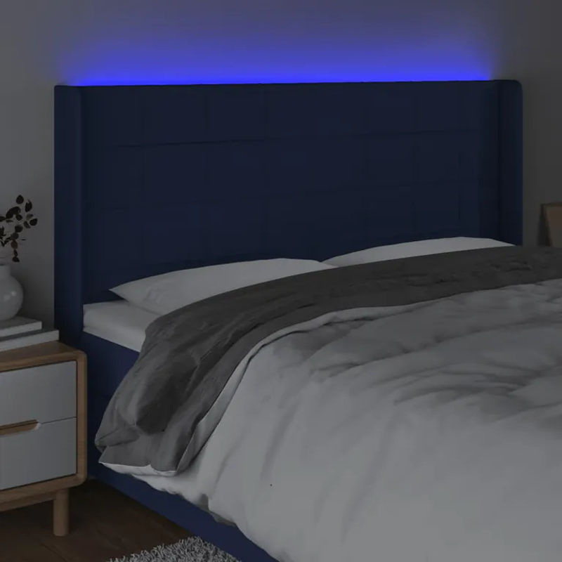 Vidaxl Bettkopfteil mit LED in Blau, gepolstert, B: 203 cm, H: 118/128 cm, T: 16 cm - Bild 3