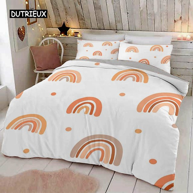 Regenbogen Bettwäsche Set für Baby und Kinder von Binchi Outdoor Product in Pastellfarben mit Bettdeckenbezug und Kissenbezügen aus Mikrofaser, B/H: 135 x 200 cm - Bild 1