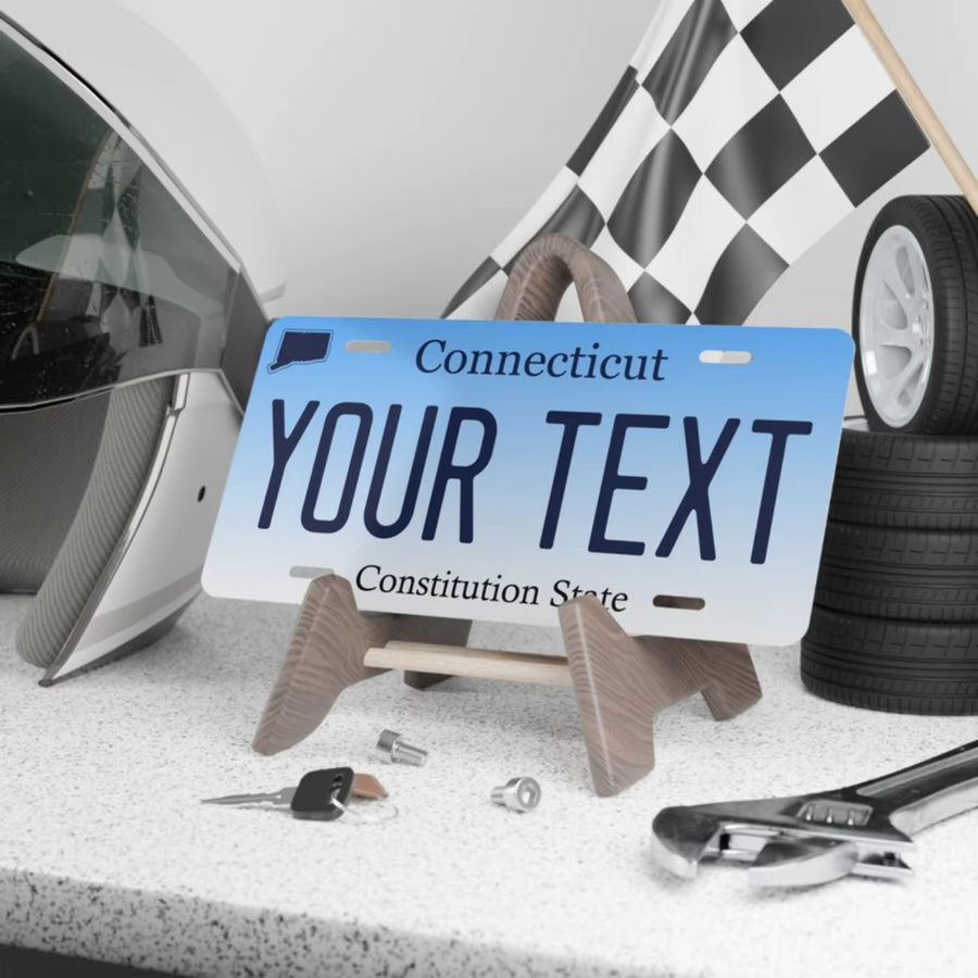 Personalisiertes Connecticut Nummernschild aus Aluminium in Weiß von Hello Young für Auto, Motorrad oder Fahrrad - Bild 3