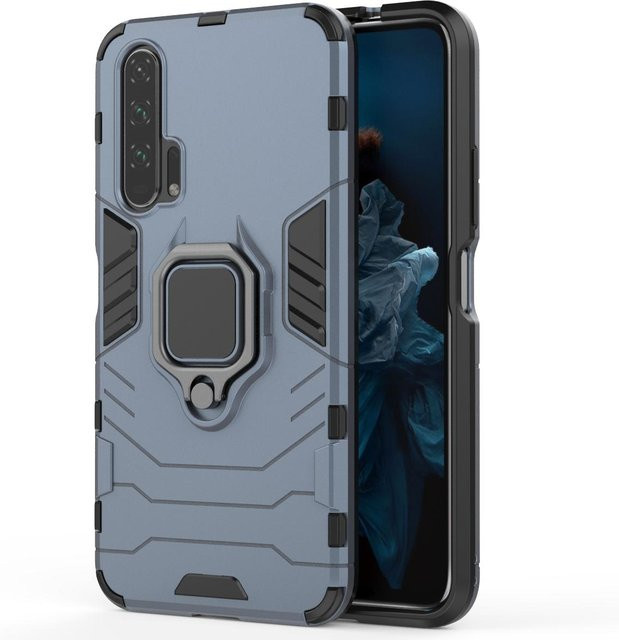 Armor Stoßfeste Hülle für Honor 9A mit Metallring und Ständer in Blau - Bild 1