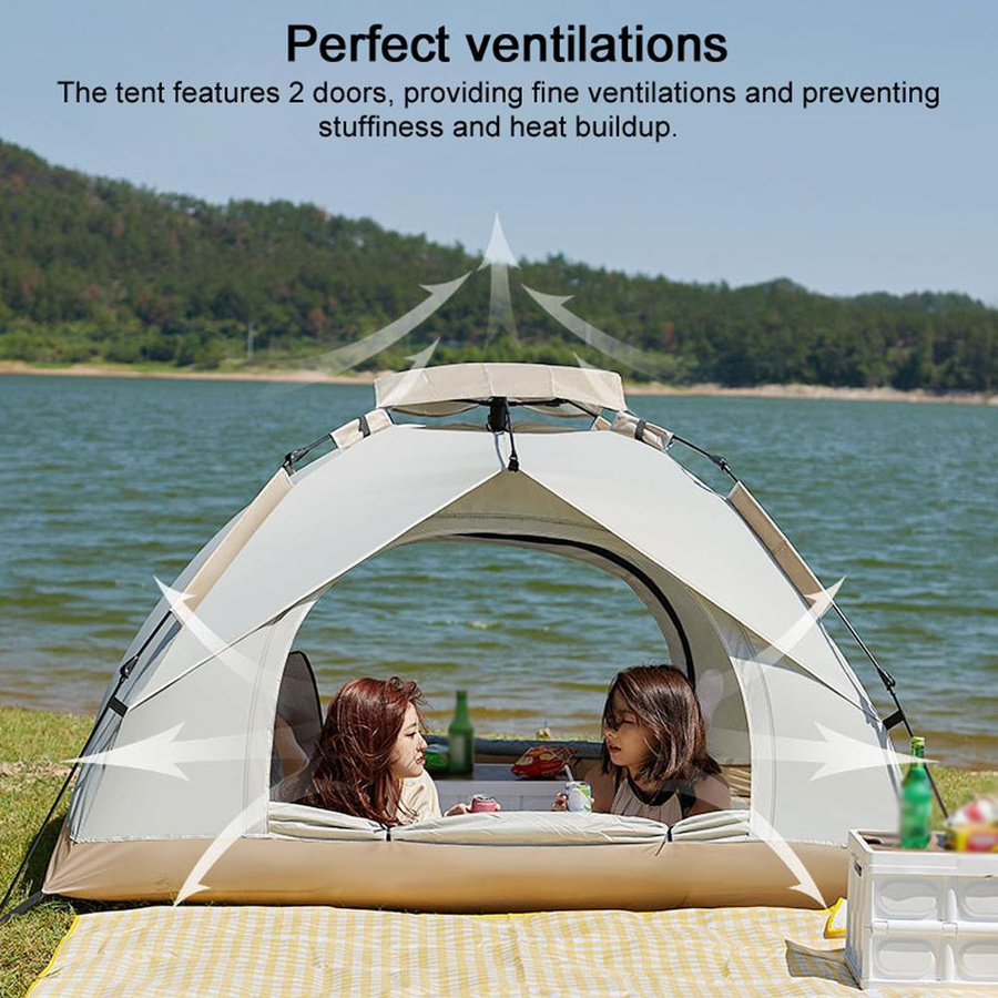 SunProof Winddichtes Schnellöffnungszelt für Camping und Picknick, wasserdichtes und faltbares Vollautomatisches Sonnenschutzzelt, B/T/H: 200 x 150 x 135 cm - Bild 4